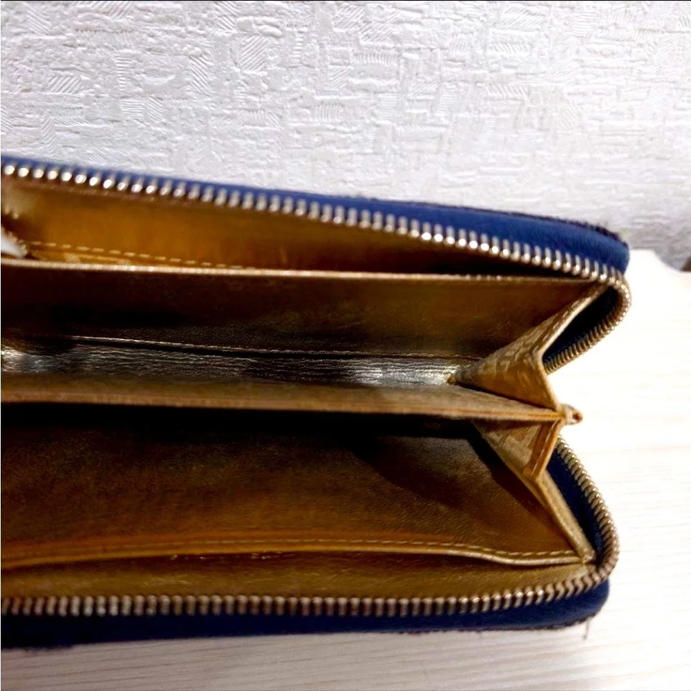 Chanel Wallet Denim Zip Around Zippy Rare CC Charm Coin Case Card Holder Mini